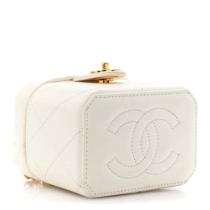 Chanel Lambskin Quilted Vanity Clutch With Chain White 4 of 7