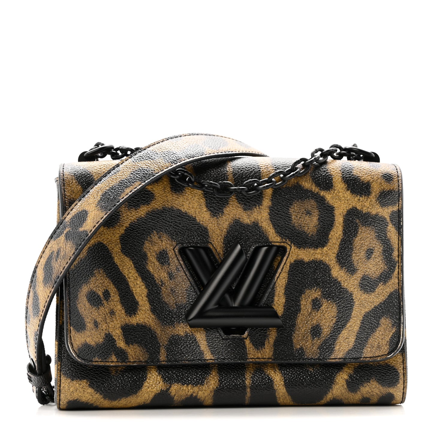 Calfskin Wild Animal Print Twist Shoulder Bag MM