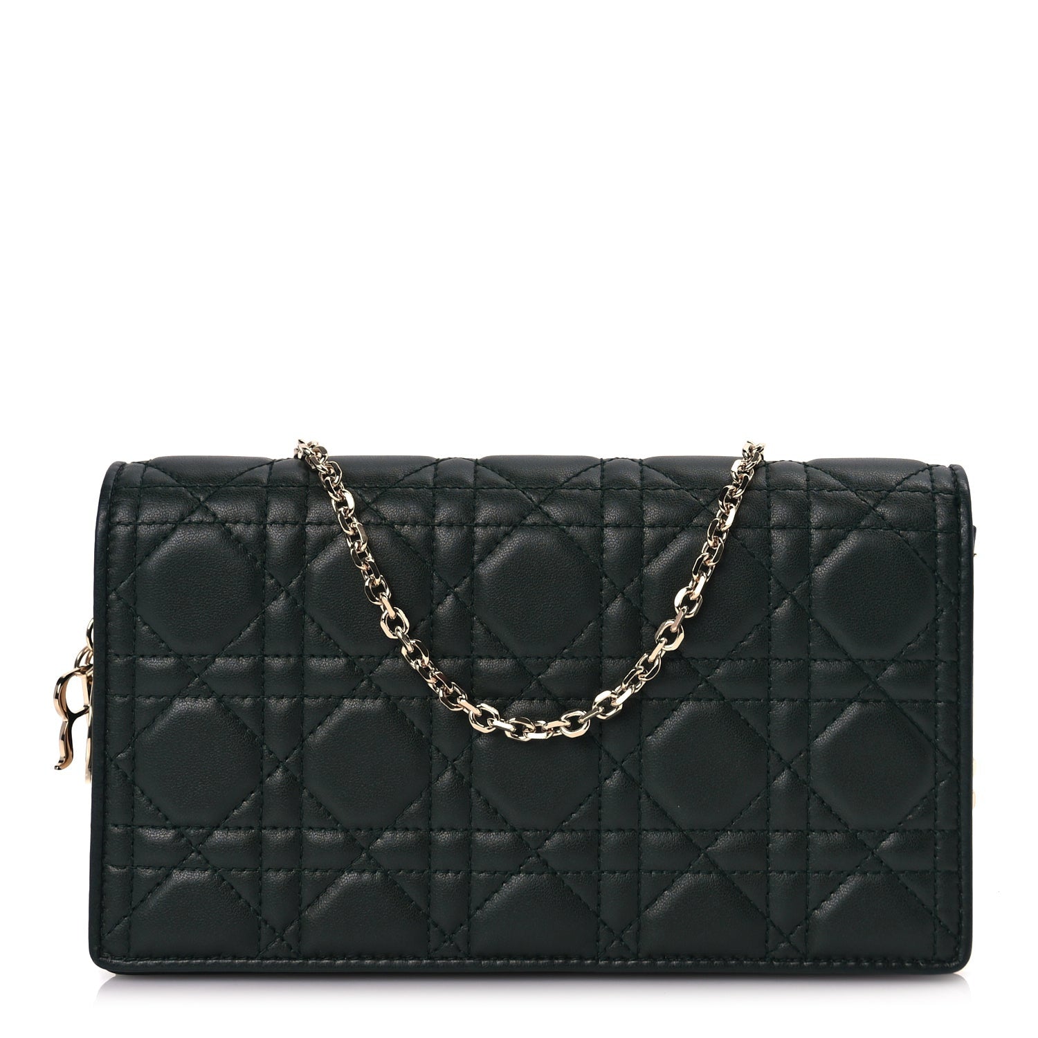 Christian Dior Lambskin Cannage Lady Dior Pouch Dark Green 1 of 10