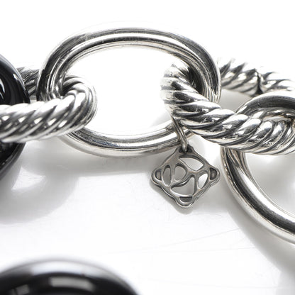 David Yurman Sterling Silver Black Ceramic 17mm Extra Large Oval Link Bracelet 4 of 7