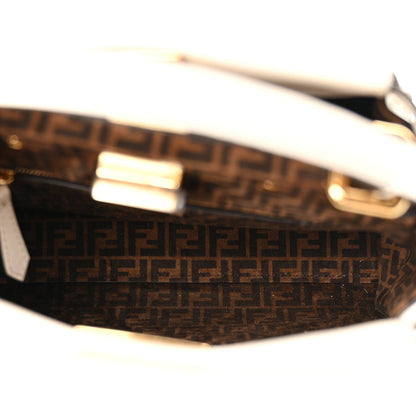 Fendi Vitello Seta Suede FF Mini Peekaboo Iconic Satchel Uovo Sigaro Marrone 4 of 11