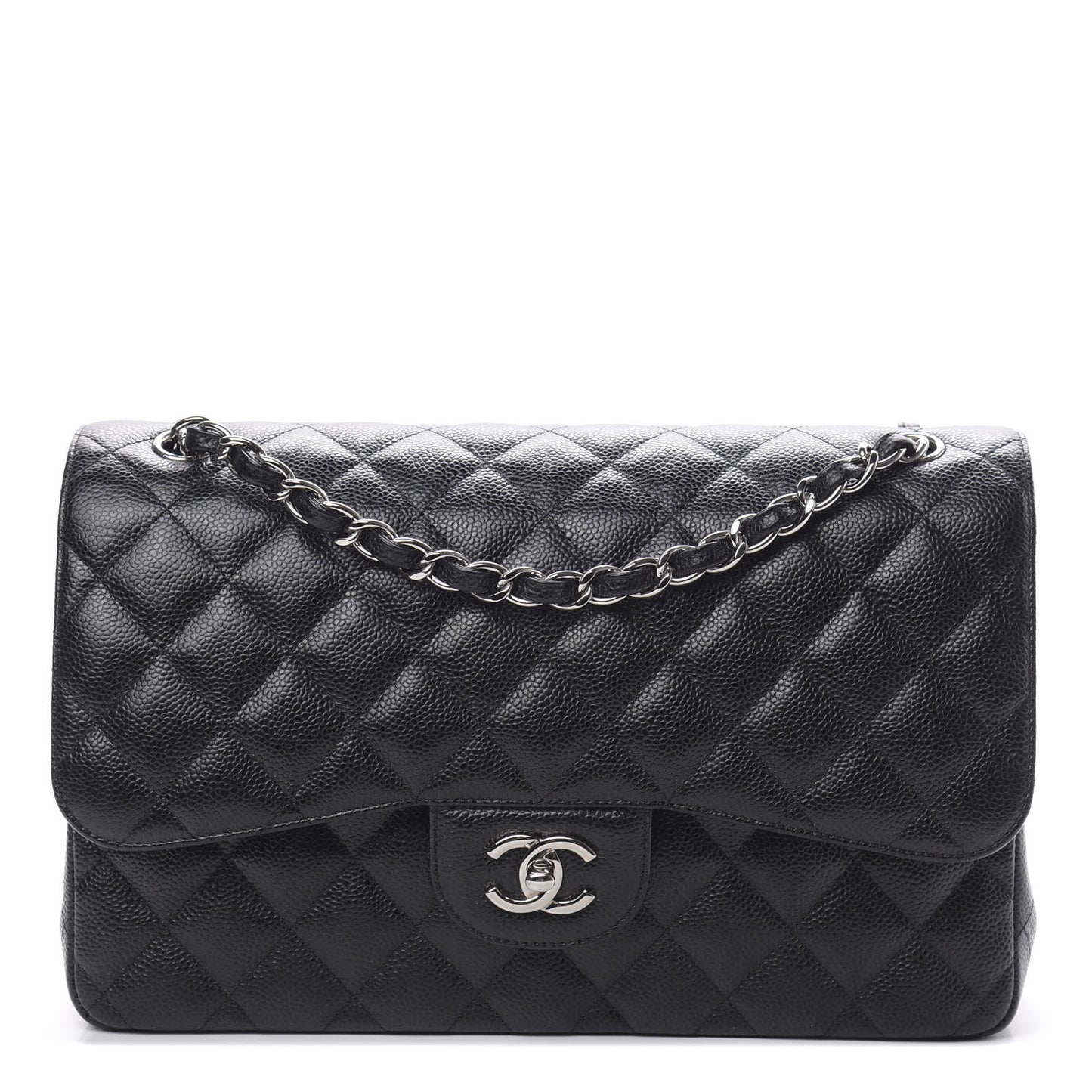 Caviar Quilted Jumbo Double Flap Black