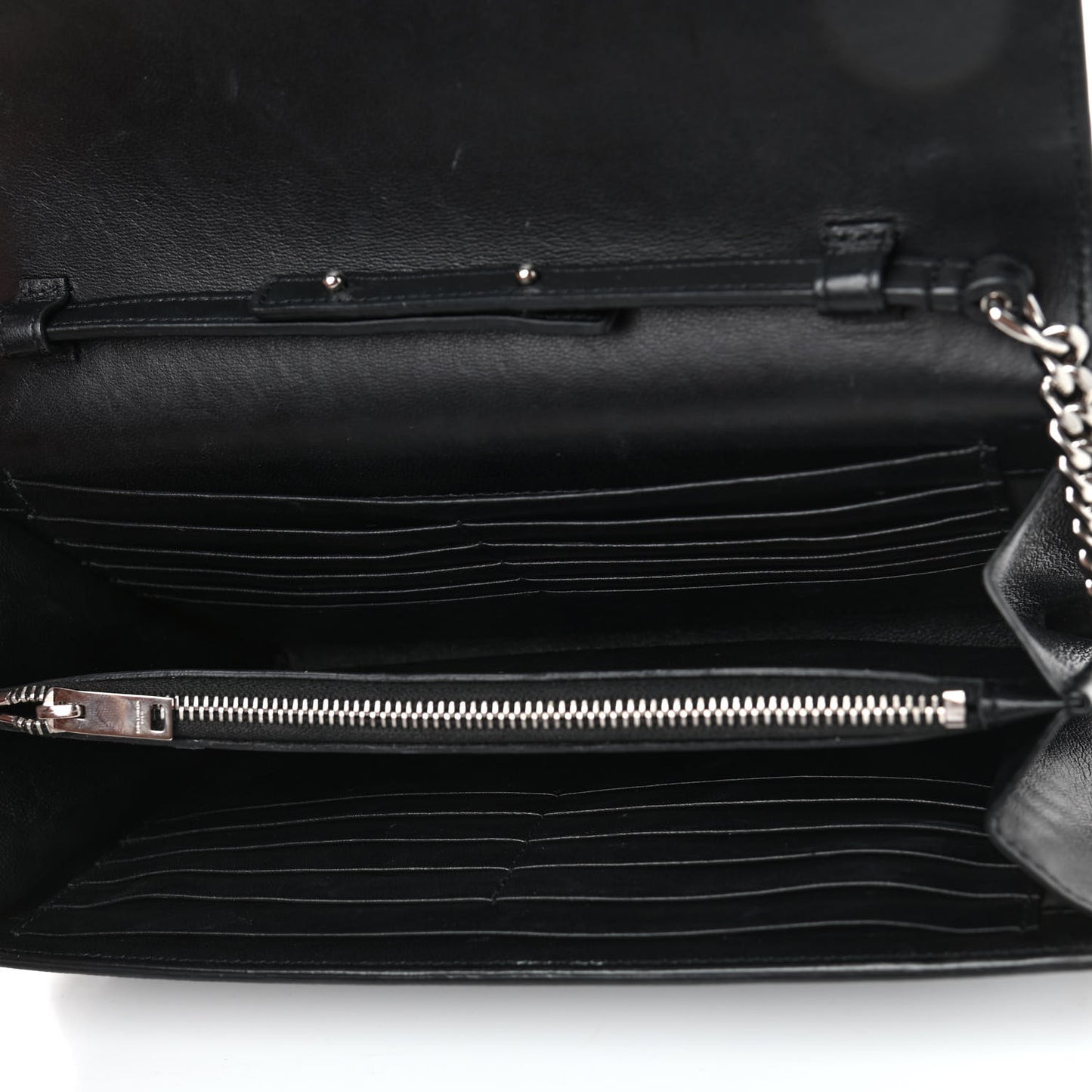 Crocodile Embossed Calfskin Monogram Chain Wallet Black