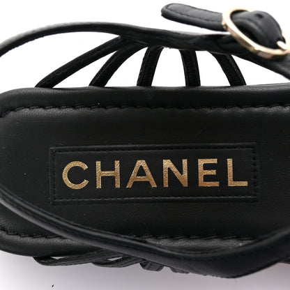 Chanel Lambskin Chain Sandals 38.5 Black 8 of 10