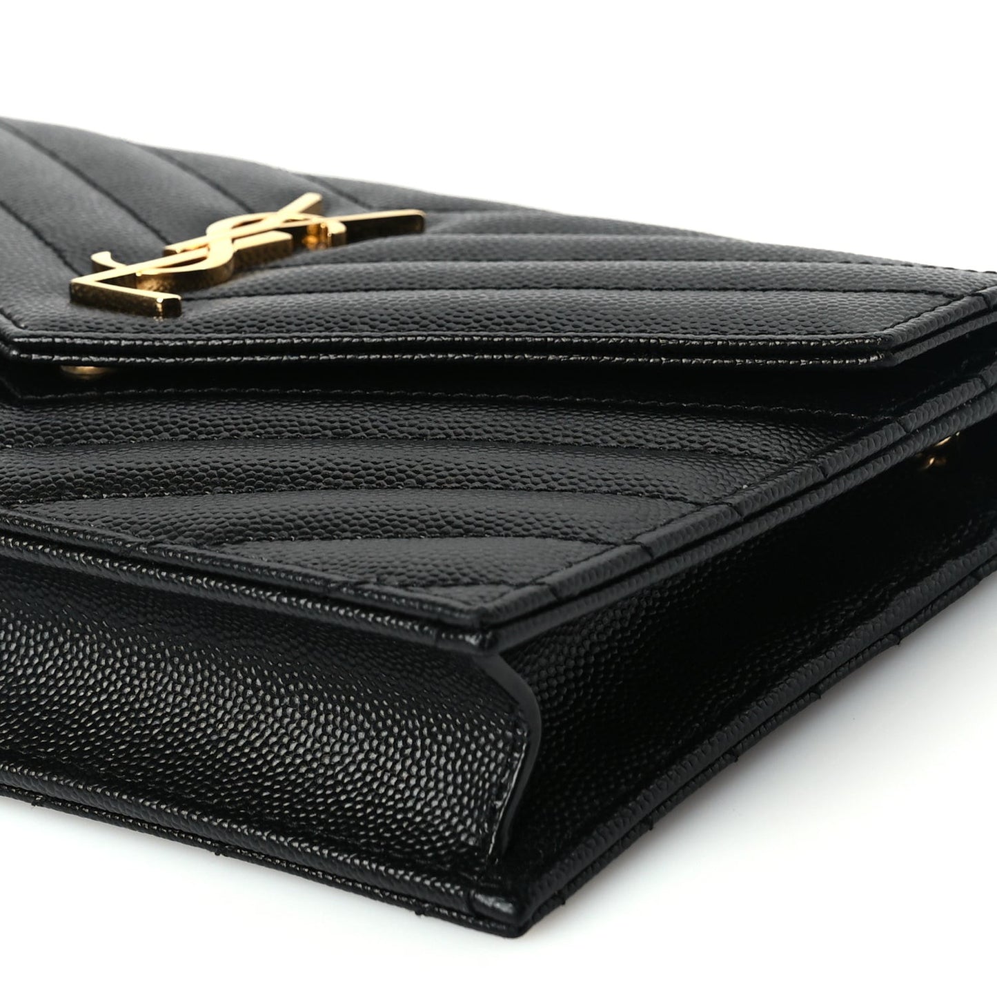 Grain De Poudre Matelasse Chevron Monogram Envelope Chain Wallet