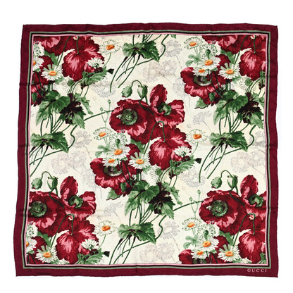 Gucci Silk Jacquard GG Monogram Deep Love Square Scarf Ivory Red 1 of 8
