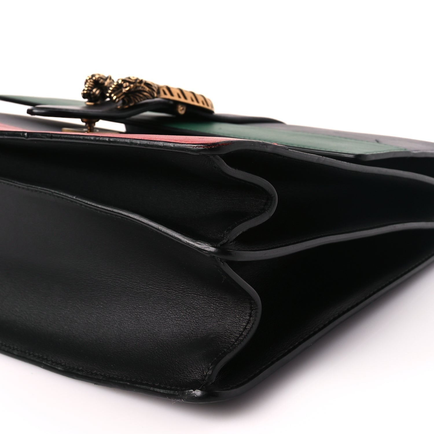 Gucci Calfskin Bamboo Web Large Dionysus Top Handle Bag Black Bright Evergreen Hibiscus Red 9 of 9