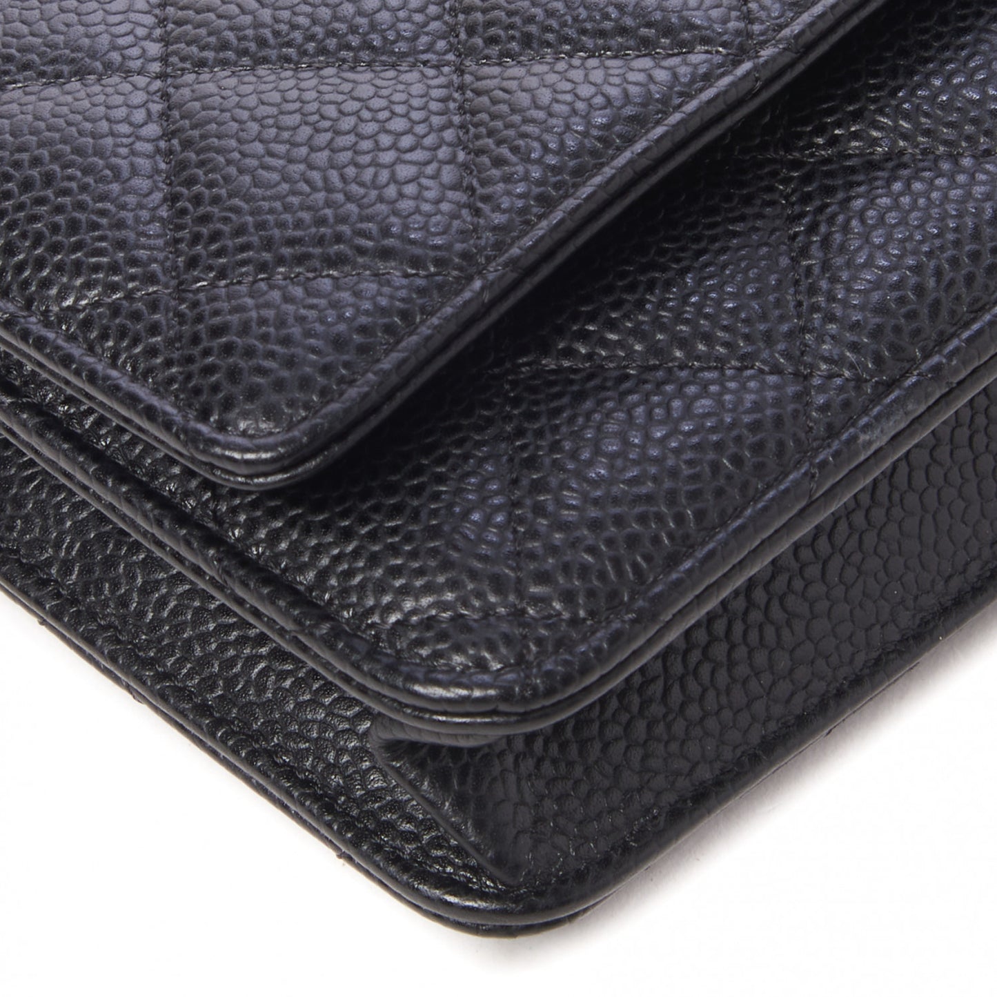 Caviar Quilted Wallet On Chain WOC Black