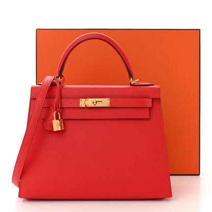 Hermes Epsom Kelly Sellier 28 Rouge Tomate 11 of 11