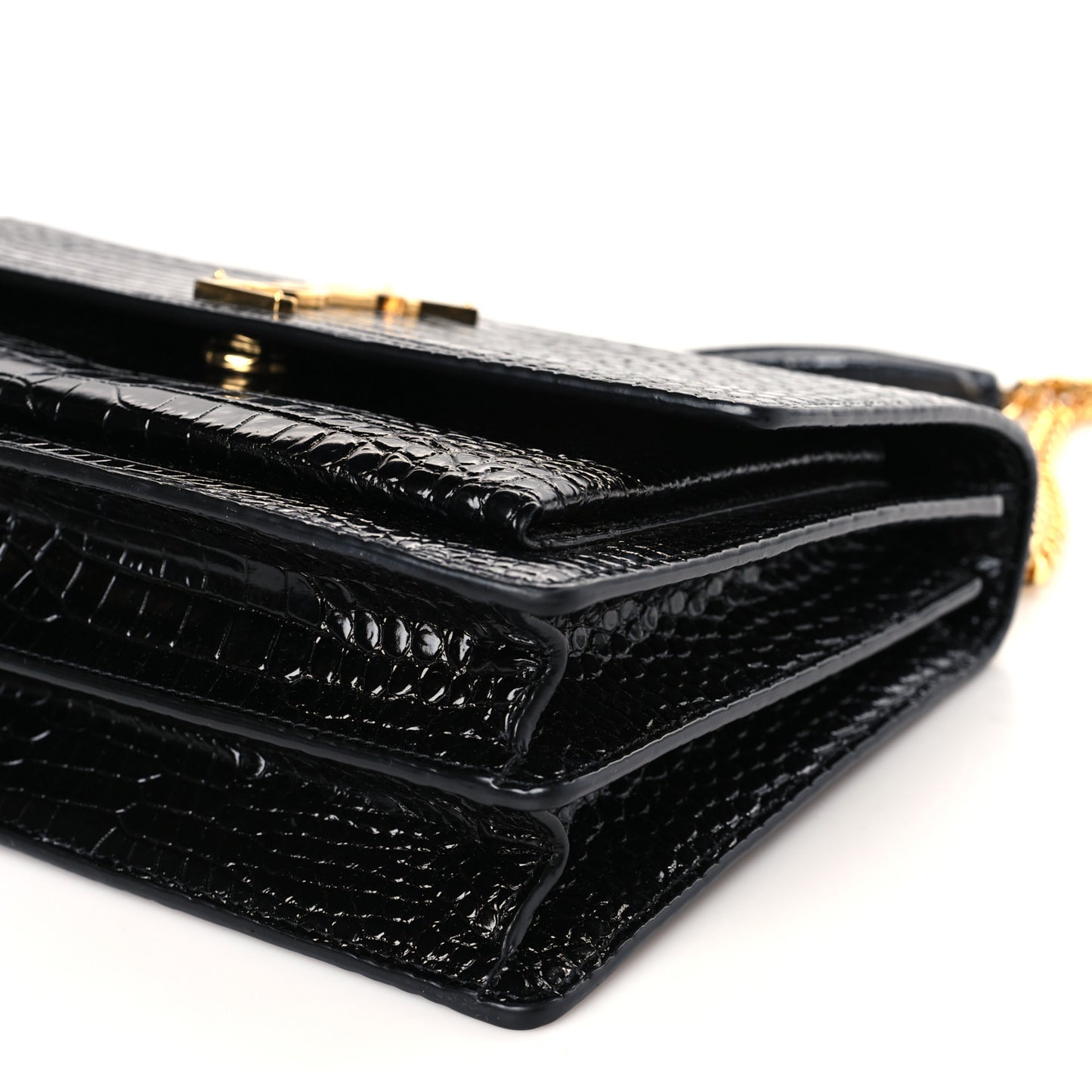 Calfskin Crocodile Embossed Large Monogram Sunset Black