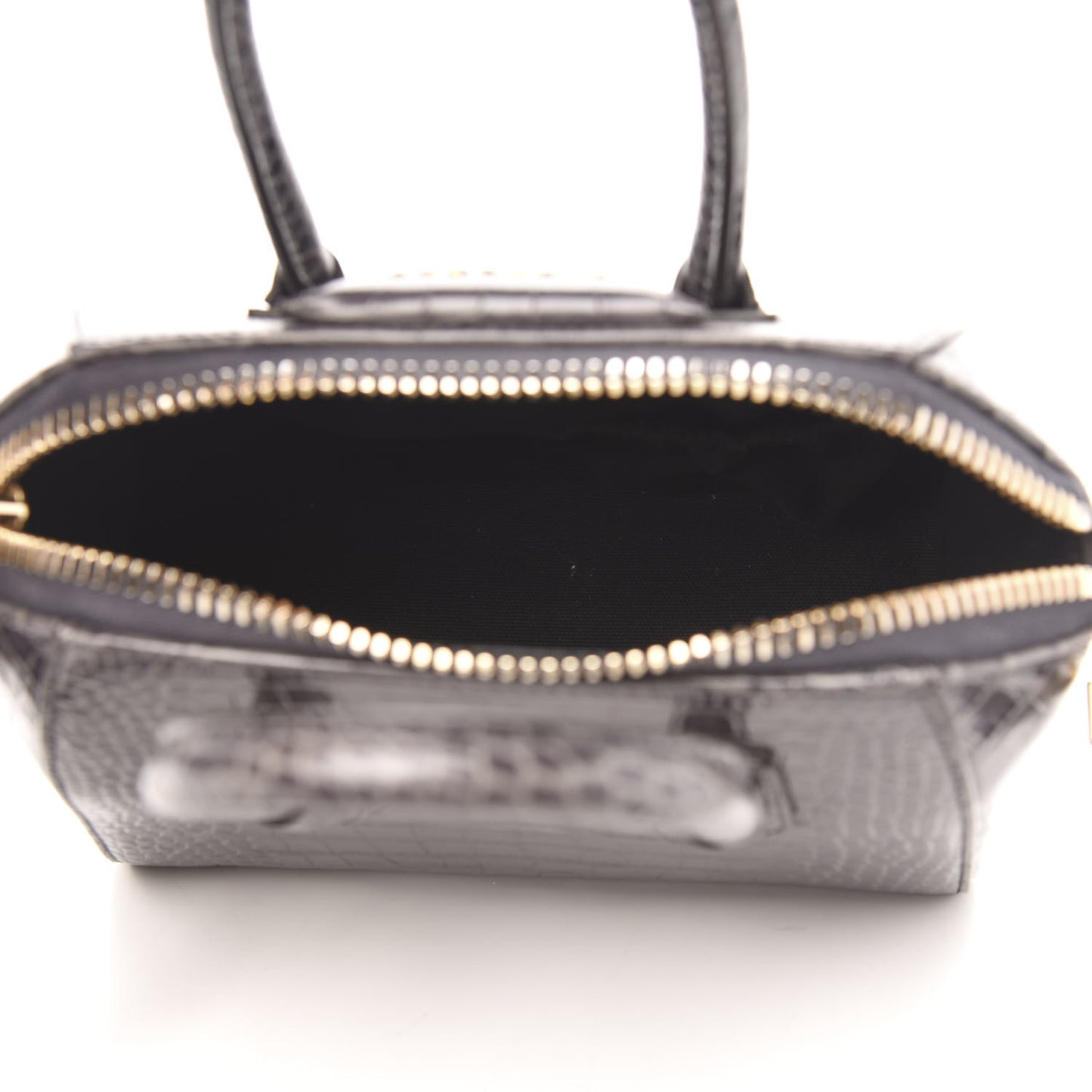 Calfskin Crocodile Embossed Mini Antigona Storm Grey