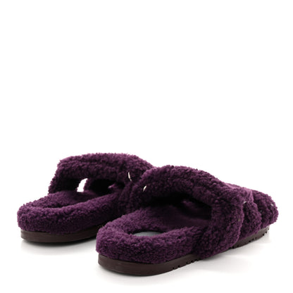 Hermes Woolskin Womens Chypre Sandals 40.5 Violet Fonce 4 of 8