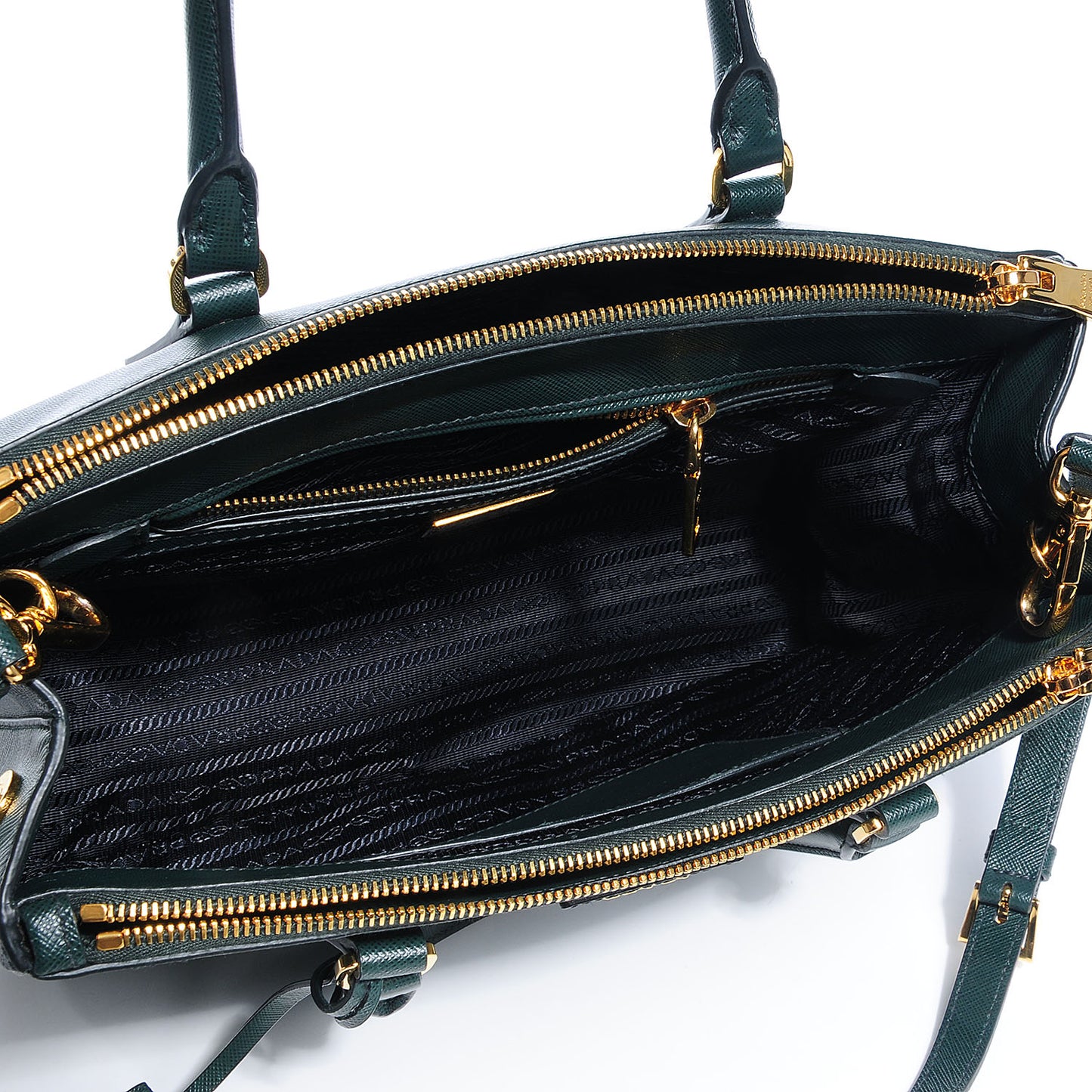 Saffiano Lux Small Double Zip Tote Smeraldo