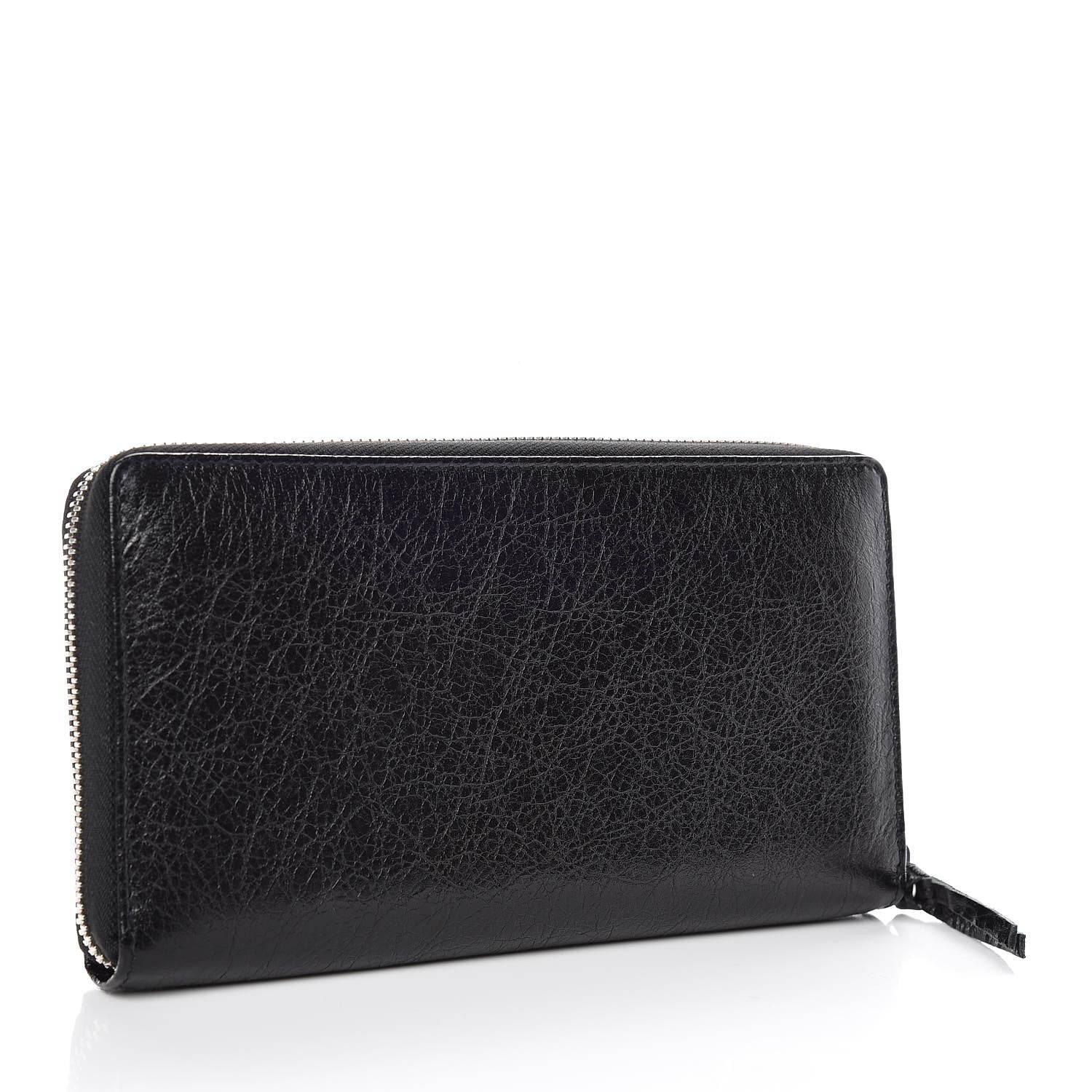 Balenciaga Agneau Classic Silver Hardware Continental Zip Around Wallet Black 3 of 8