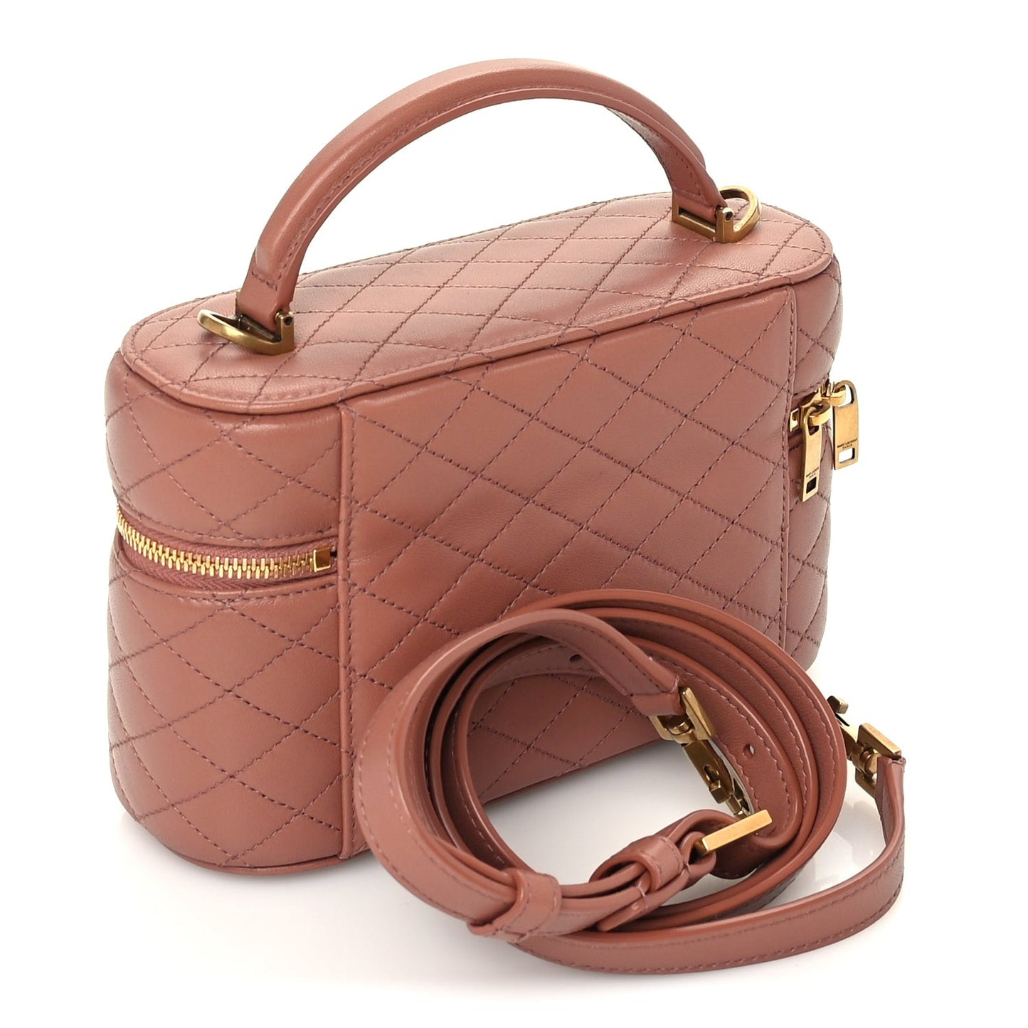 Lambskin Quilted Mini Gaby Vanity Case Barely Pink