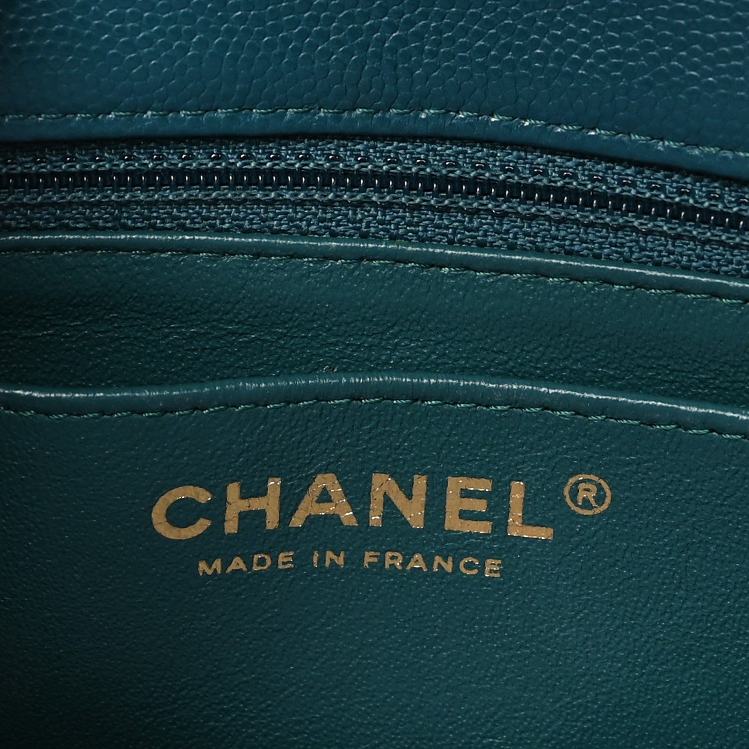 Chanel Caviar Chevron Quilted Mini Rectangular Flap Green 6 of 13