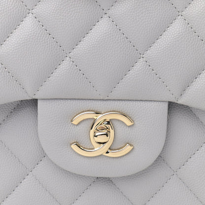 Chanel Caviar Quilted Jumbo Double Flap Light Grey 8 of 12