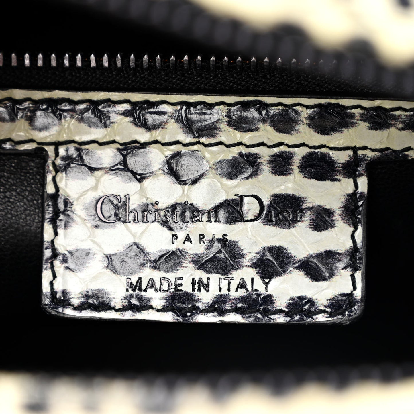 Snakeskin Large Lady Dior Black White