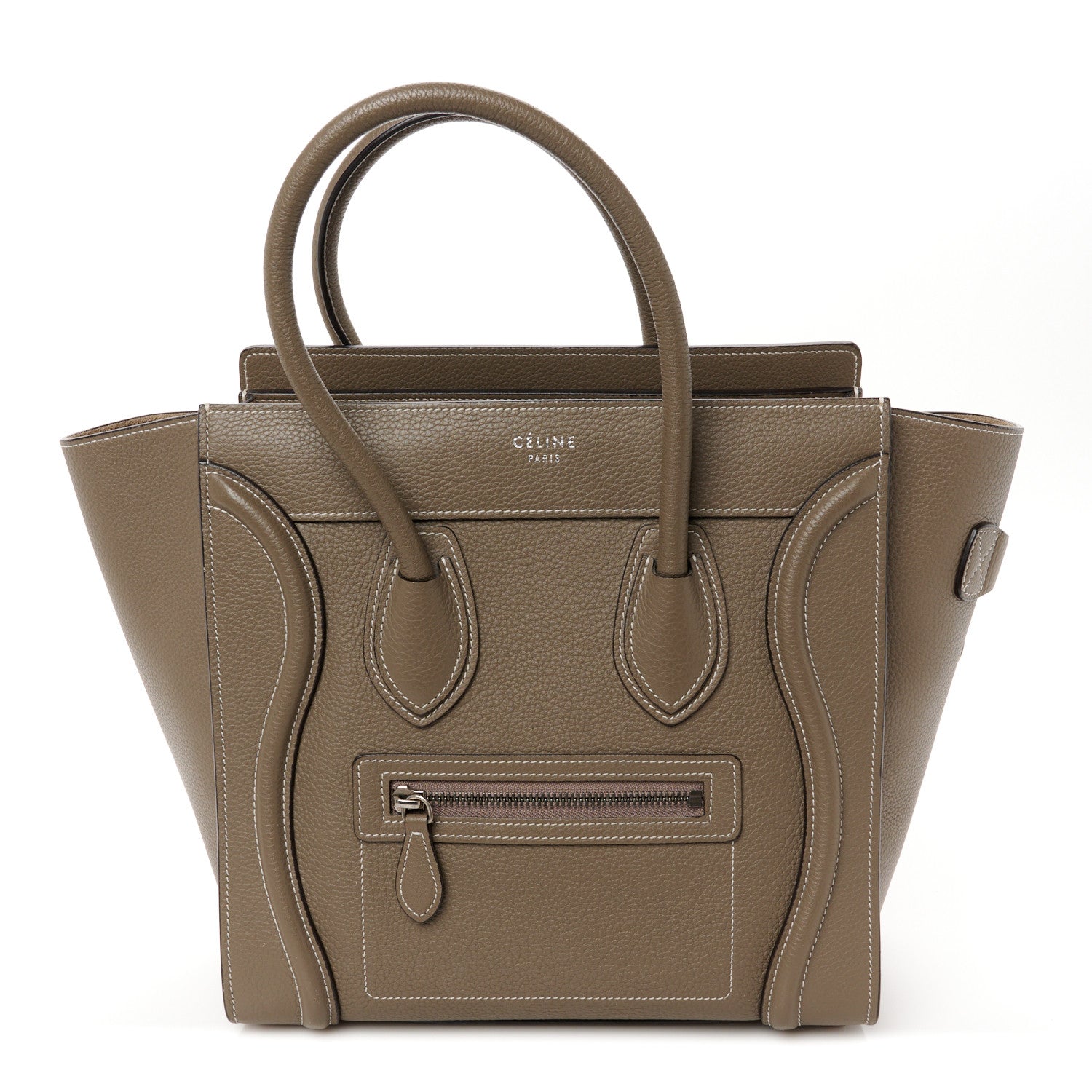 Celine Drummed Calfskin Micro Luggage Souris 1 of 10