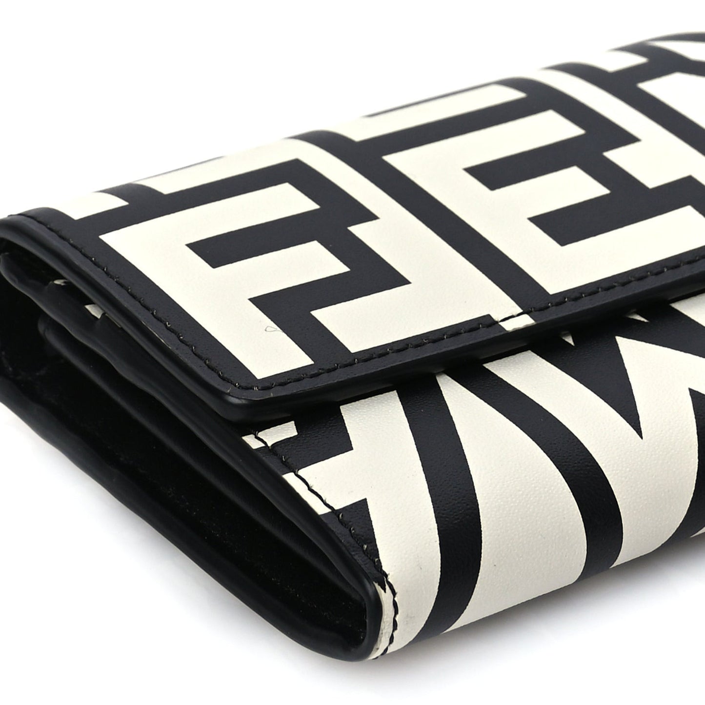 X MARC JACOBS Nappa Vitello King Logo Print Continental Wallet On Chain White Black
