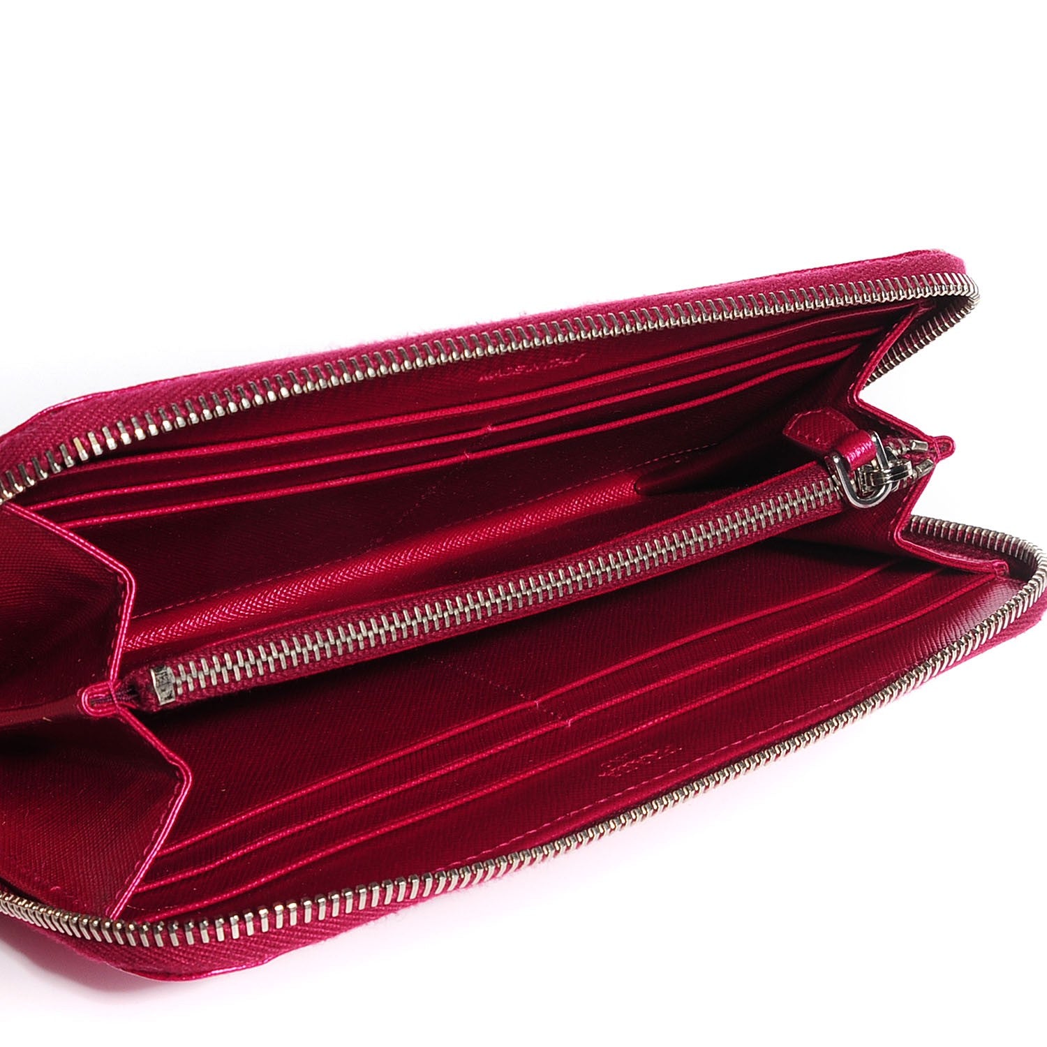 Prada Metallic Saffiano Metal Zip Around Wallet Ametista 5 of 10