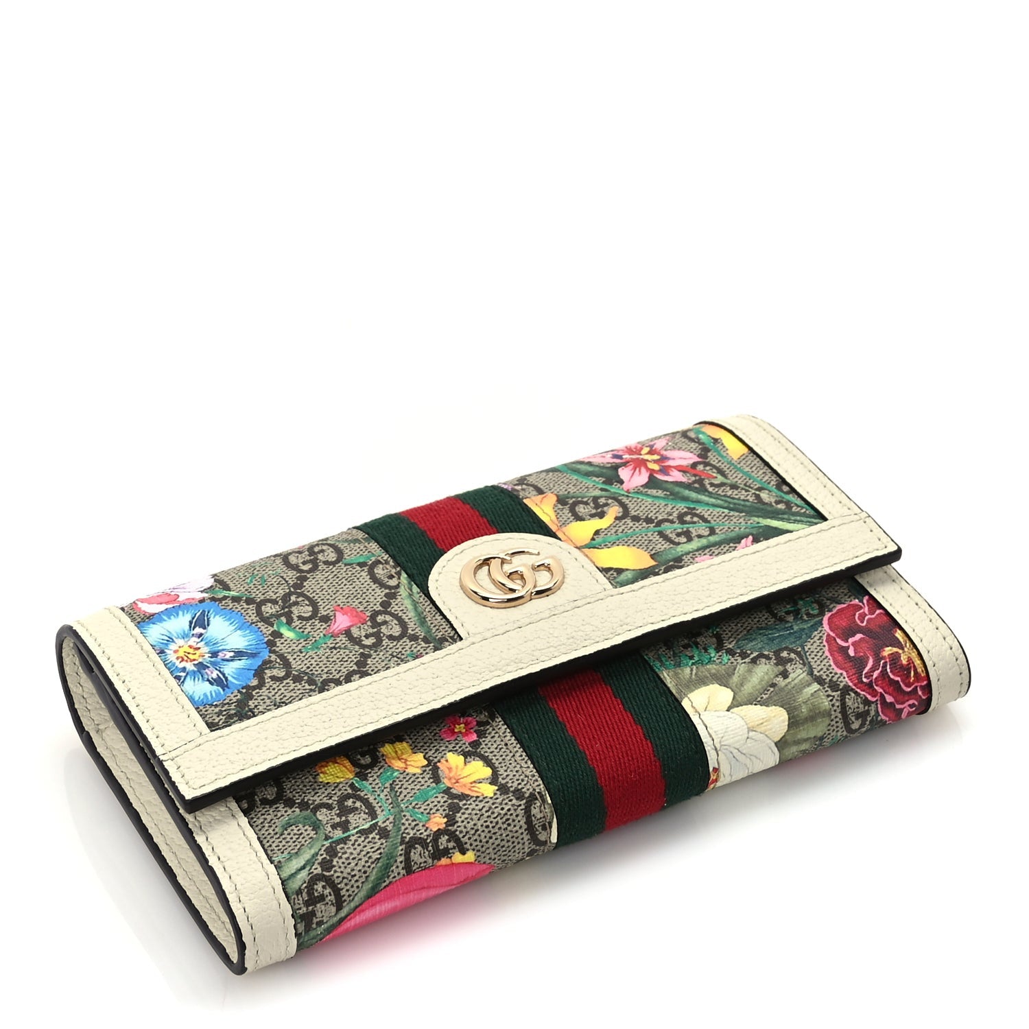 Gucci GG Supreme Monogram Flora Web Ophidia Continental Wallet White 4 of 6