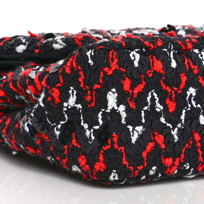 Chanel Tweed Sequin Medium Double Flap Black Red White 8 of 9