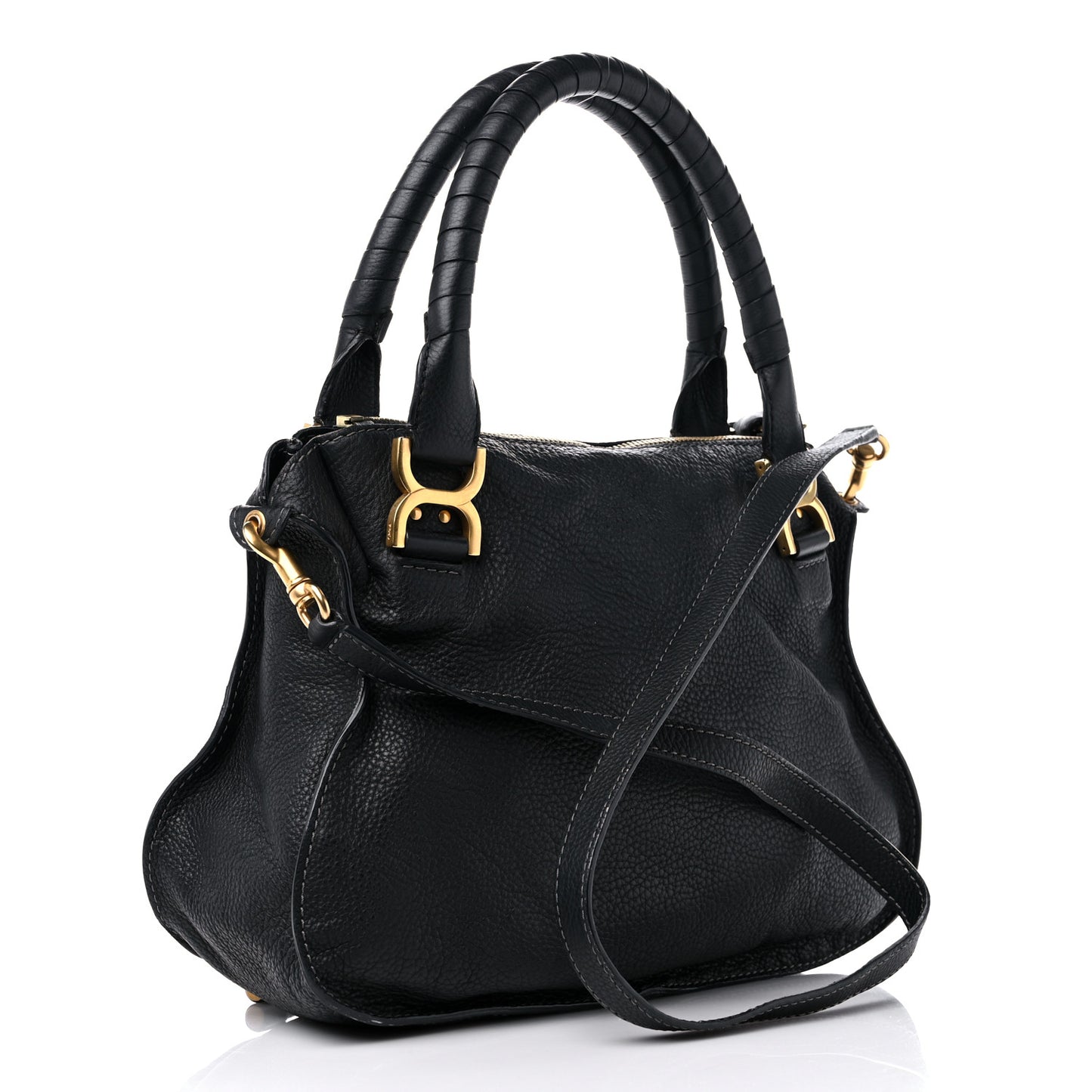 Calfskin Medium Marcie Satchel Black