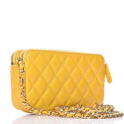 Chanel Caviar Quilted Small Clutch With Chain Yellow 3 of 9