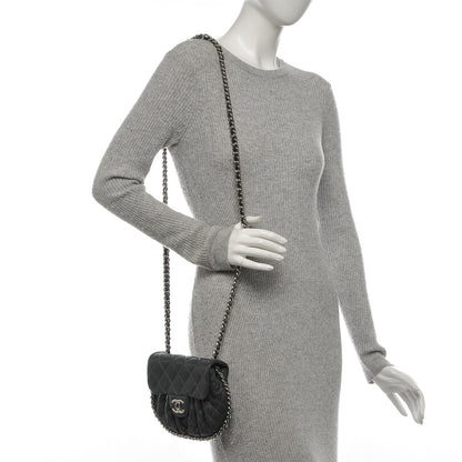 Chanel Washed Lambskin Quilted Mini Chain Around Flap Dark Grey 2 of 7