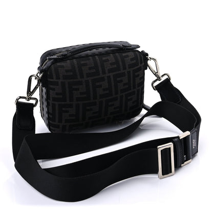 Fendi Recycled Fabric Jacquard Vitello Astro FF 1974 Mini Suitcase Bag Asfalto Black 2 of 8