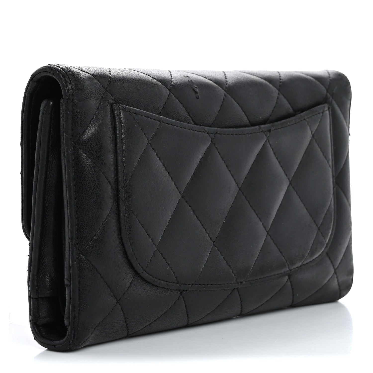 Chanel Lambskin Quilted Large Flap Wallet Black 3 of 7