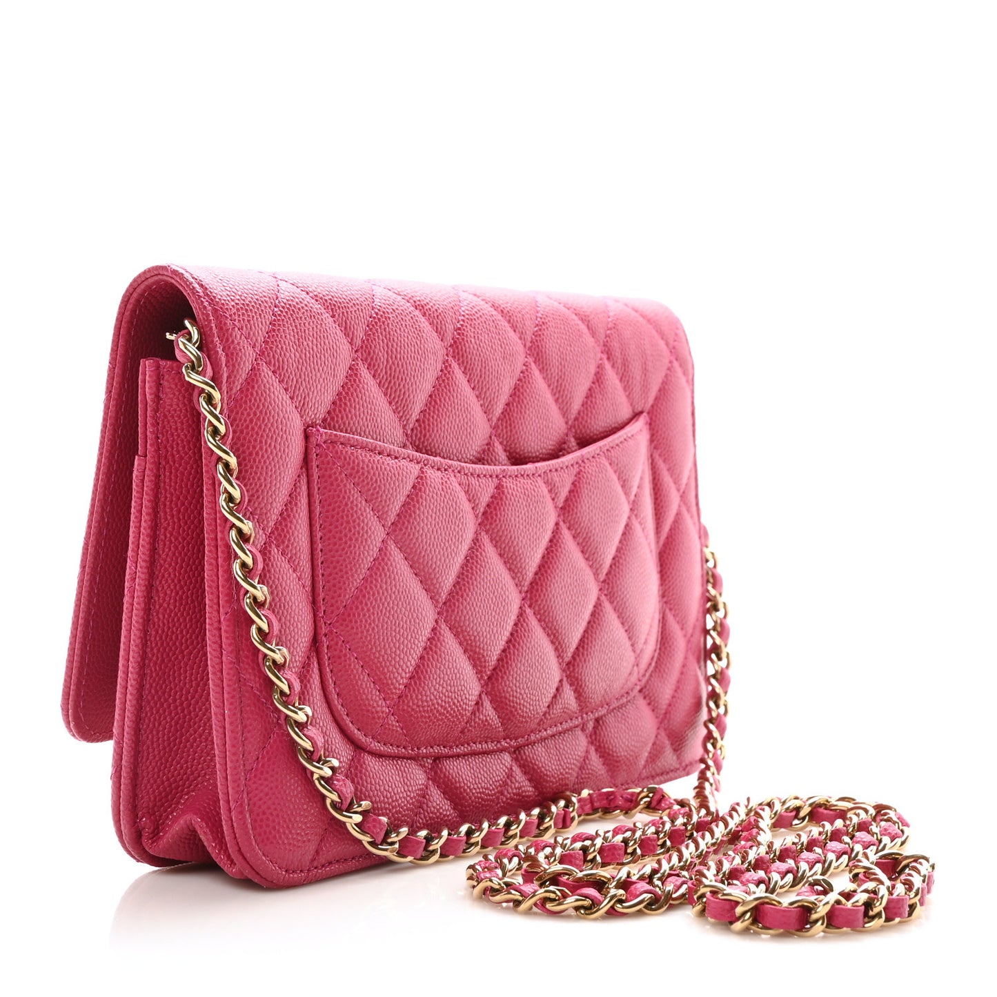 Caviar Quilted Wallet On Chain WOC Fuchsia