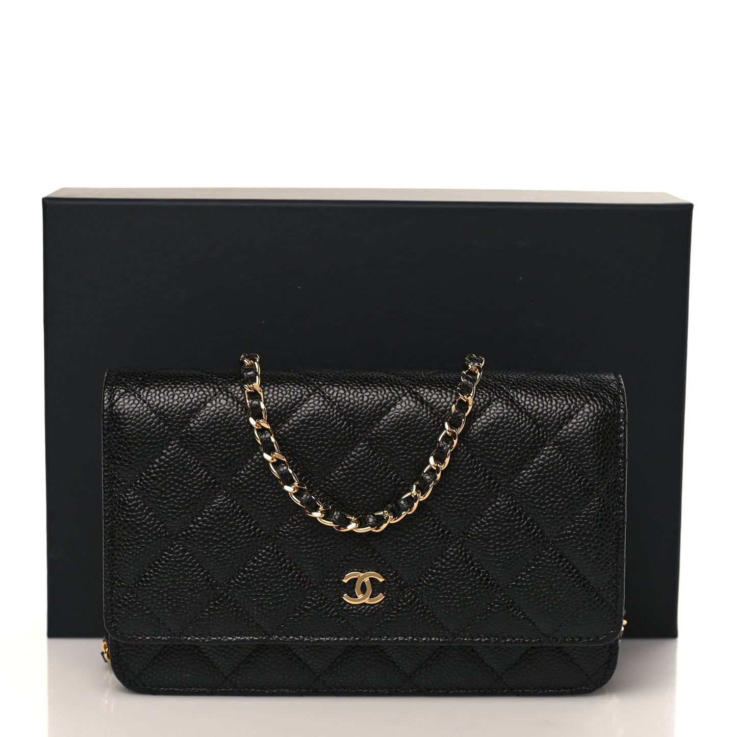 Caviar Quilted Wallet On Chain WOC Black