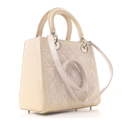 Christian Dior Patent Cannage Medium Lady Dior Beige 3 of 11
