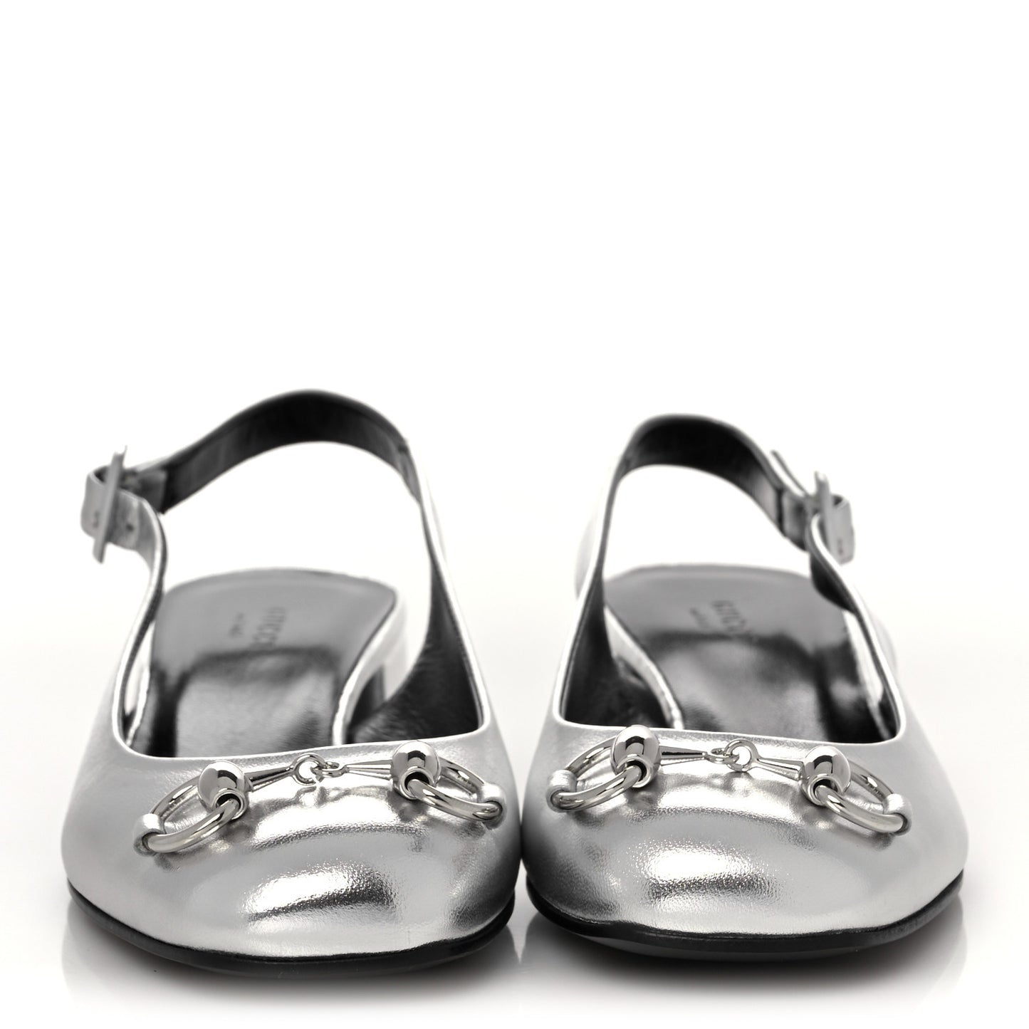 Metallic Nappa Horsebit Slingback Pumps 35 Argento
