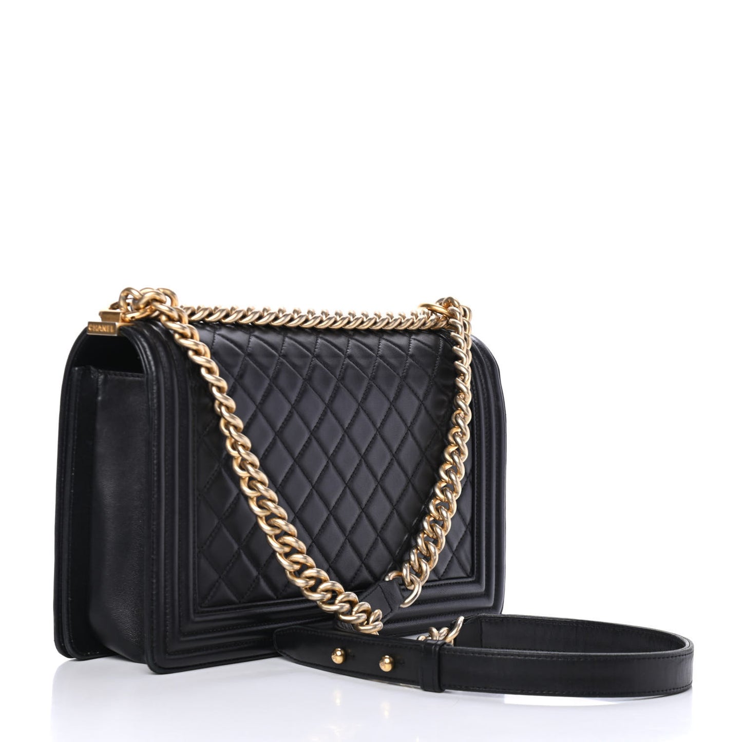 Lambskin Quilted New Medium Boy Flap Black