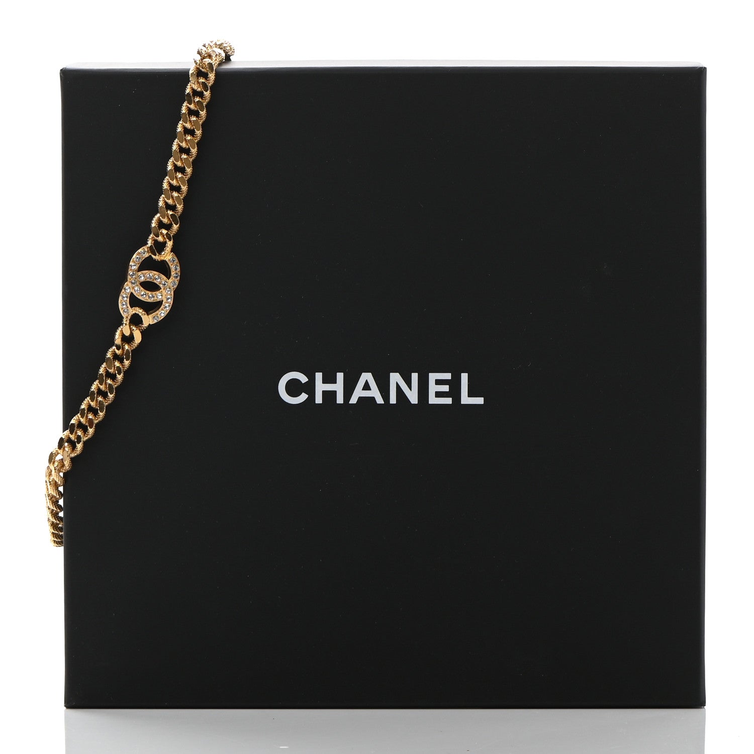 Chanel Crystal Chain Link CC Choker Necklace Gold 7 of 7