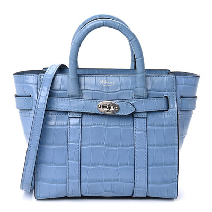 Mulberry Crocodile Embossed Micro Zipped Bayswater  Light Blue 1 of 7