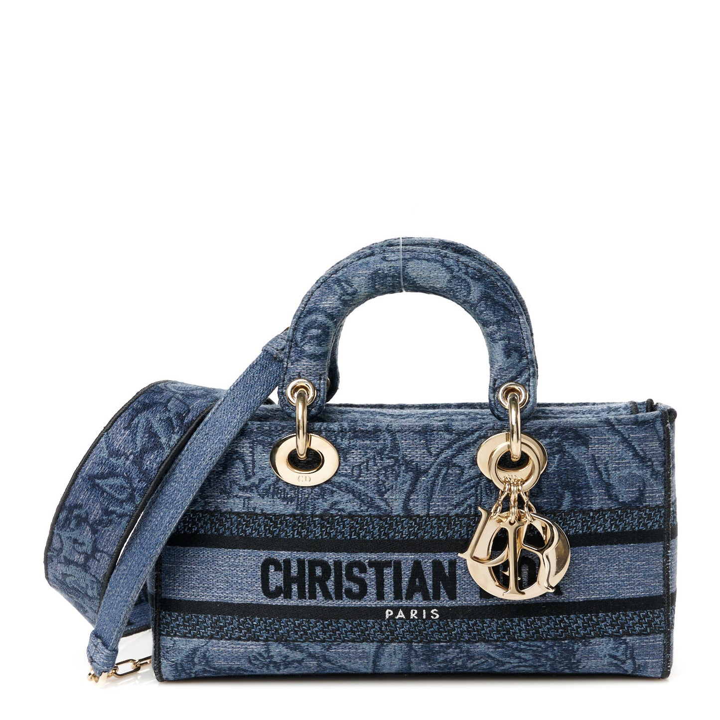 Canvas Toile De Jouy Embroidered Medium Lady D-Joy Blue Black