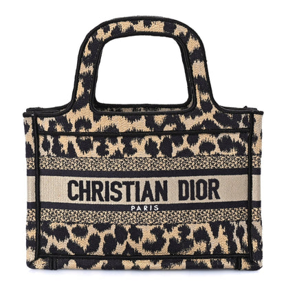 Christian Dior Canvas Mizza Embroidered Mini Leopard Book Tote Beige 1 of 7
