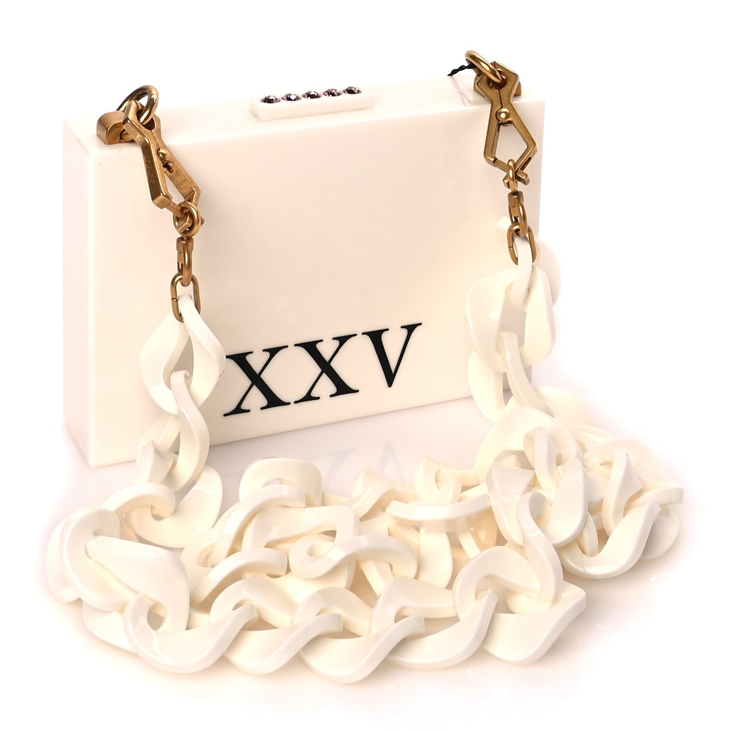 Gucci Plexiglass Crystal Cat Face Box Clutch White 2 of 11