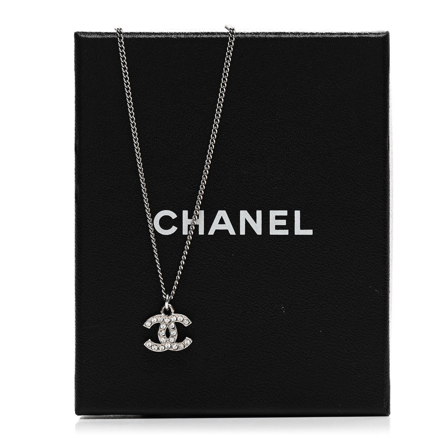 Chanel Crystal Timeless CC Necklace Silver 5 of 5