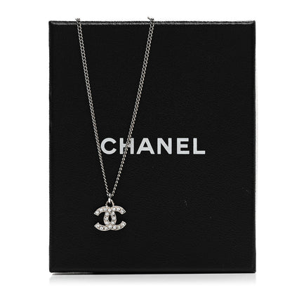 Chanel Crystal Timeless CC Necklace Silver 5 of 5