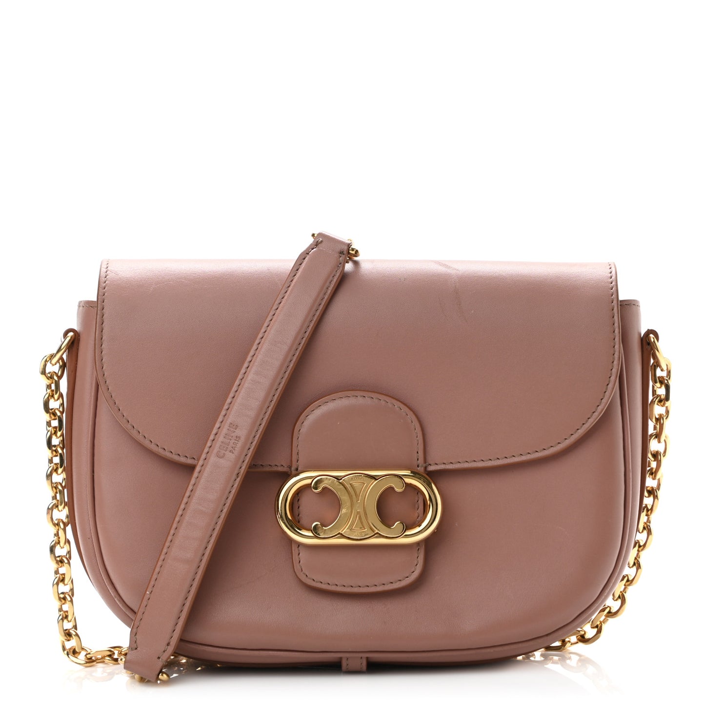 Shiny Calfskin Medium Chain Maillon Triomphe Antique Rose