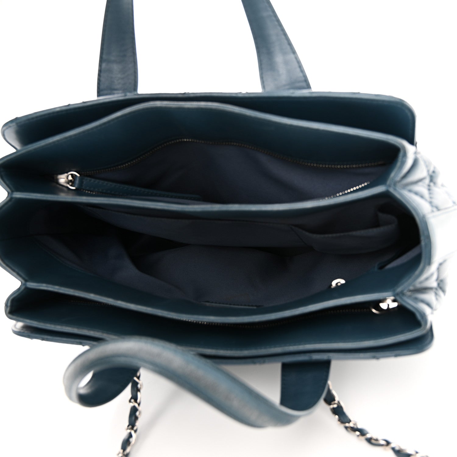 Chanel Lambskin Quilted Easy Carry Shopping Tote Blue 5 of 13