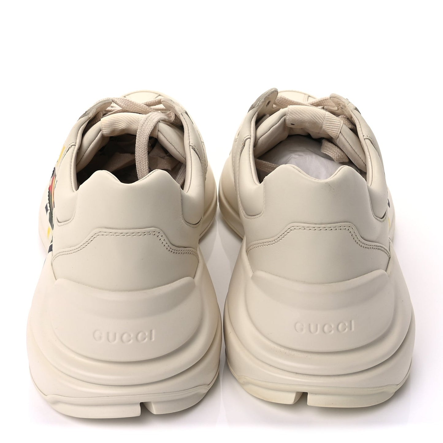Calfskin Interlocking G Logo Mens Rhyton Sneakers 10  Ivory