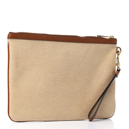 Gucci Vintage Canvas Web Pouch Sand Cuir 3 of 9