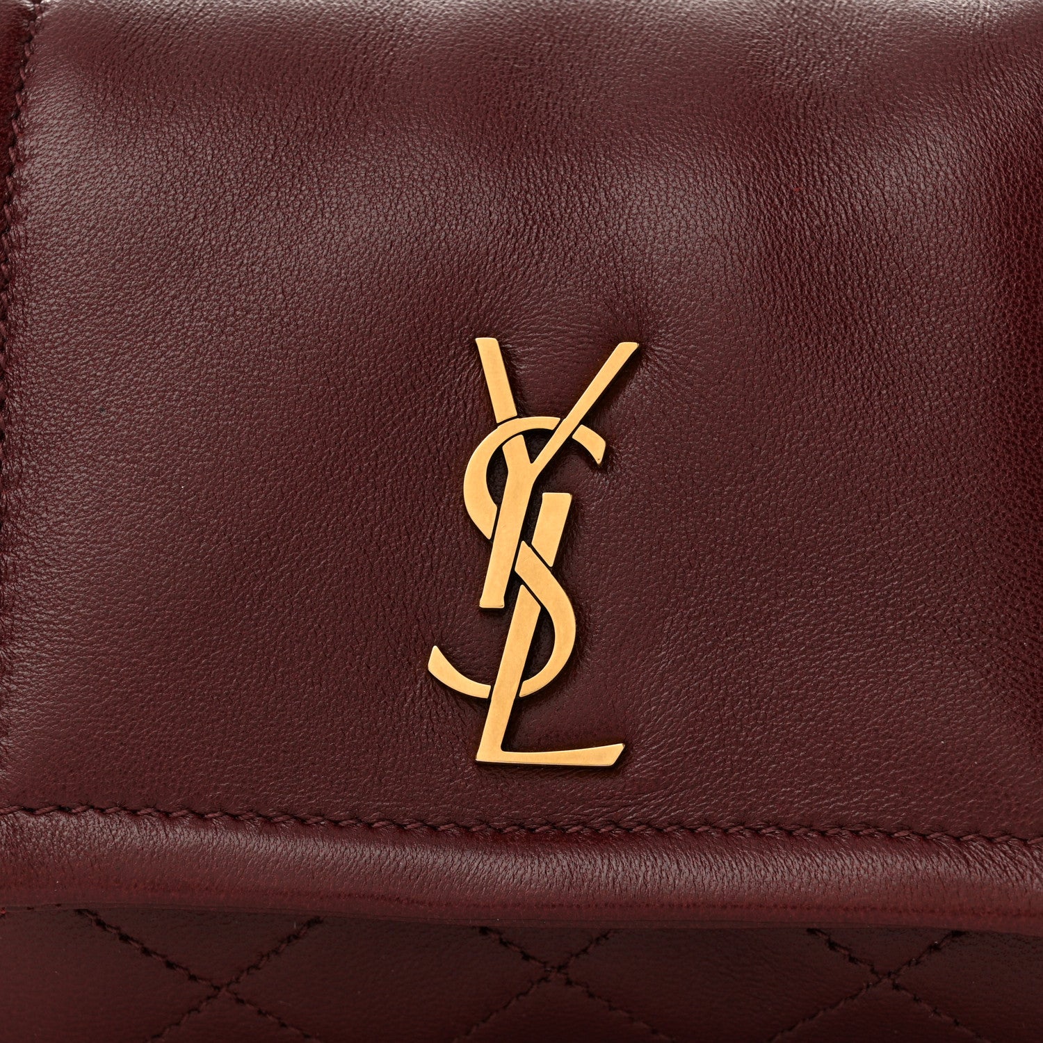 Saint Laurent Lambskin Quilted Monogram Mini Nolita Rouge Cabernet 8 of 14