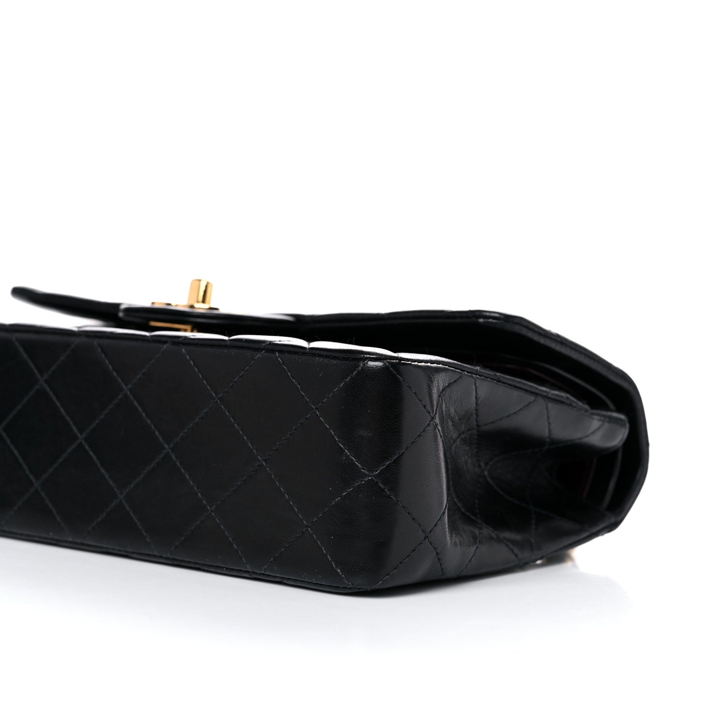 Lambskin Quilted Medium Double Flap Black